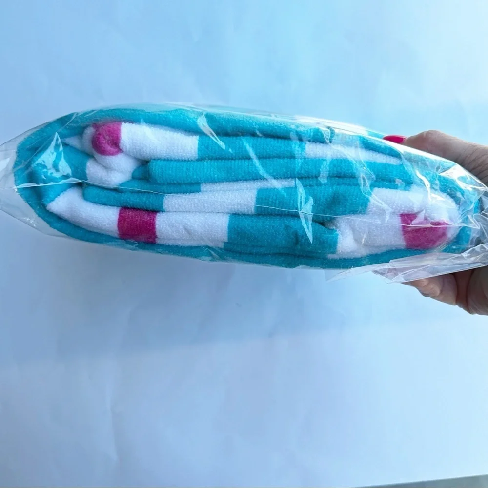 Beach Riot Beach Club Striped Towel Blue White and Pink Oversized NWT FabFitFun‎